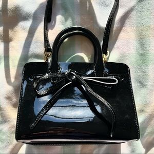 Mansur Gavriel Mini Mini Sun tote crossbody bag in black patent leather